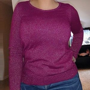 Pink Metallic Shimmer Sweater LOFT apt9